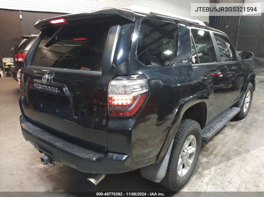 2016 Toyota 4Runner Sr5 VIN: JTEBU5JR3G5321594 Lot: 40770392