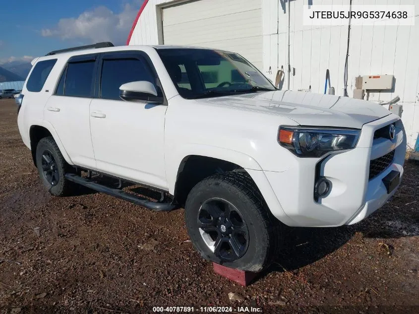 2016 Toyota 4Runner Sr5 VIN: JTEBU5JR9G5374638 Lot: 40787891