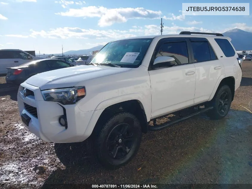 2016 Toyota 4Runner Sr5 VIN: JTEBU5JR9G5374638 Lot: 40787891