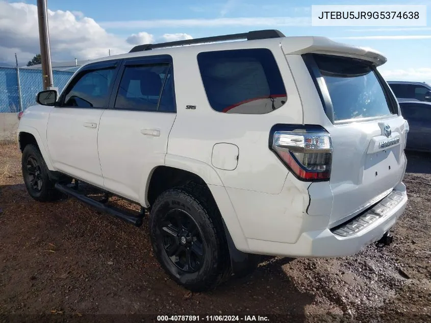 2016 Toyota 4Runner Sr5 VIN: JTEBU5JR9G5374638 Lot: 40787891