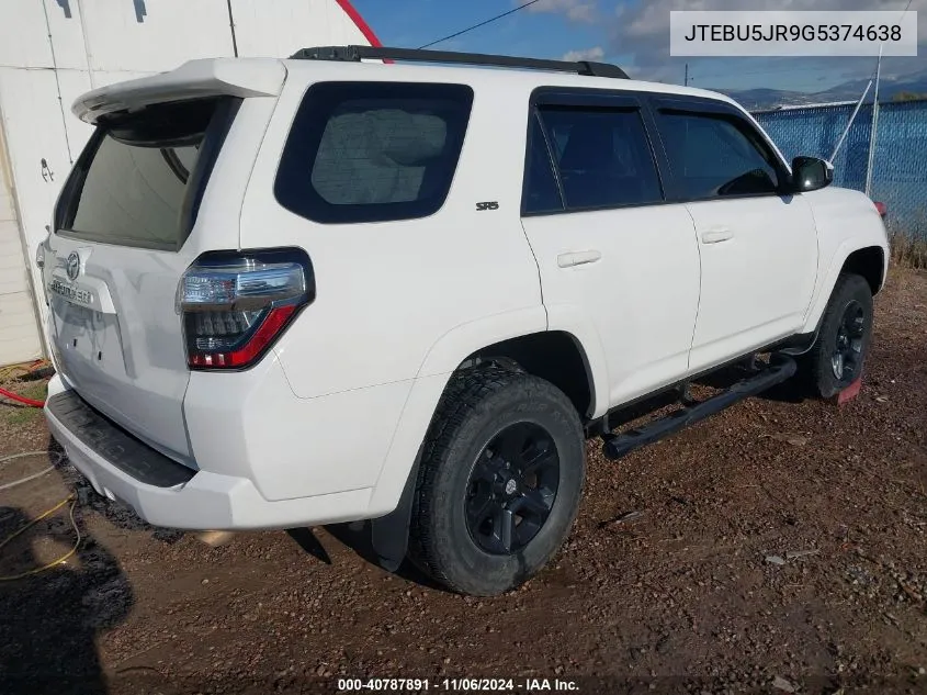 2016 Toyota 4Runner Sr5 VIN: JTEBU5JR9G5374638 Lot: 40787891