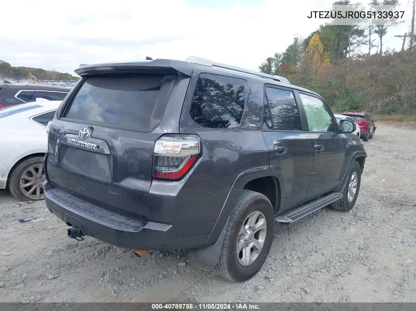 2016 Toyota 4Runner Sr5 VIN: JTEZU5JR0G5133937 Lot: 40789758