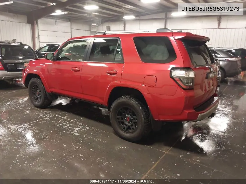 2016 Toyota 4Runner Trail VIN: JTEBU5JR6G5319273 Lot: 40791117