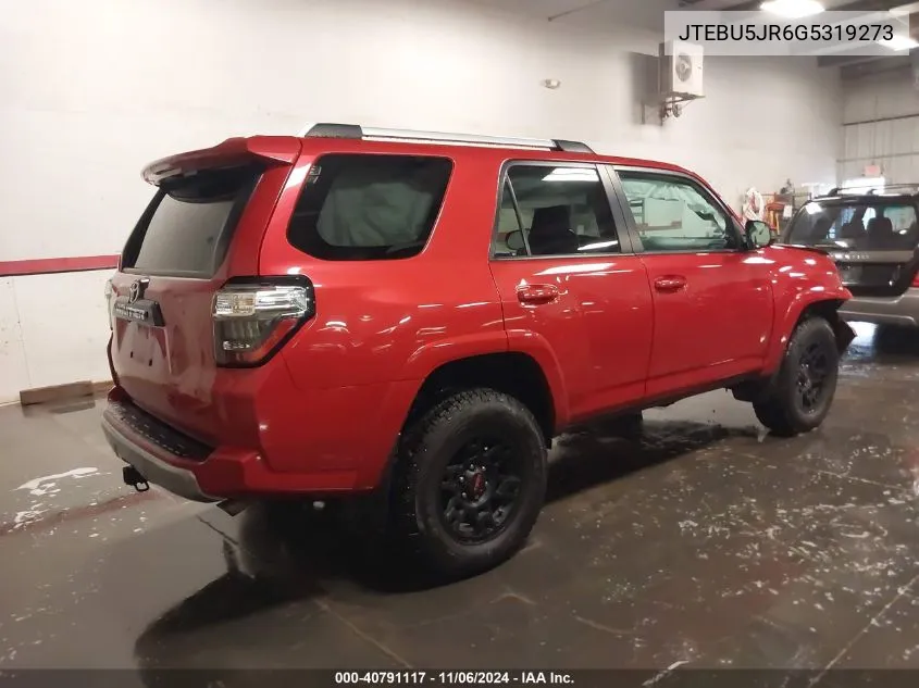 2016 Toyota 4Runner Trail VIN: JTEBU5JR6G5319273 Lot: 40791117