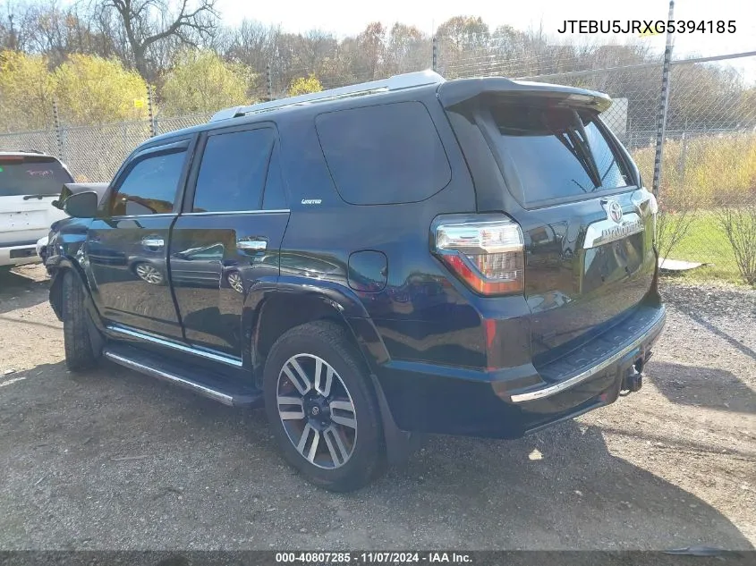 2016 Toyota 4Runner Limited VIN: JTEBU5JRXG5394185 Lot: 40807285