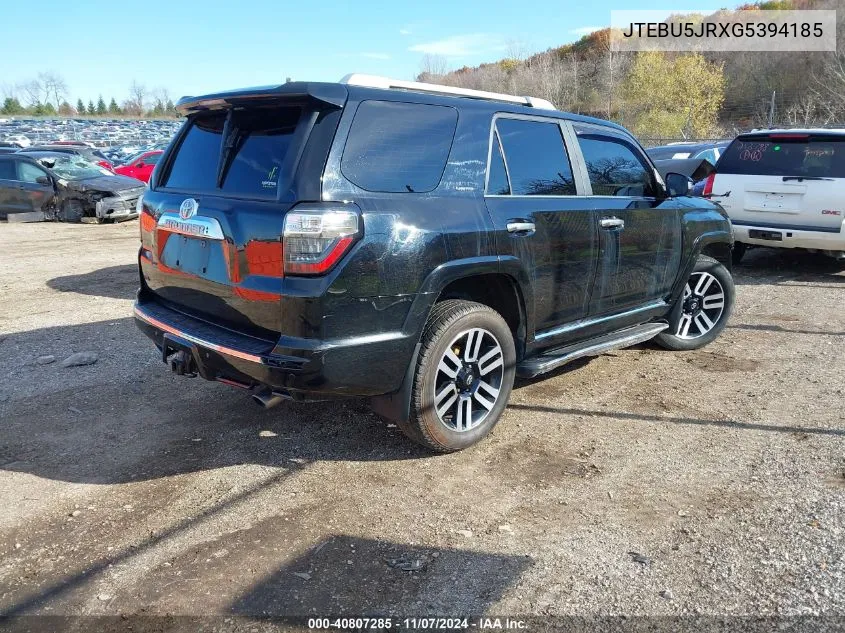 2016 Toyota 4Runner Limited VIN: JTEBU5JRXG5394185 Lot: 40807285