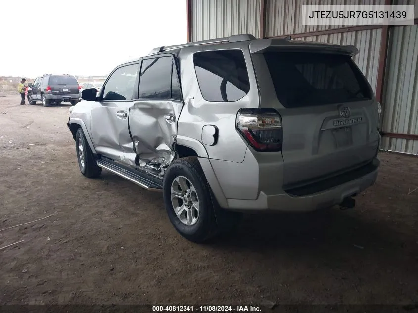 2016 Toyota 4Runner Sr5 VIN: JTEZU5JR7G5131439 Lot: 40812341