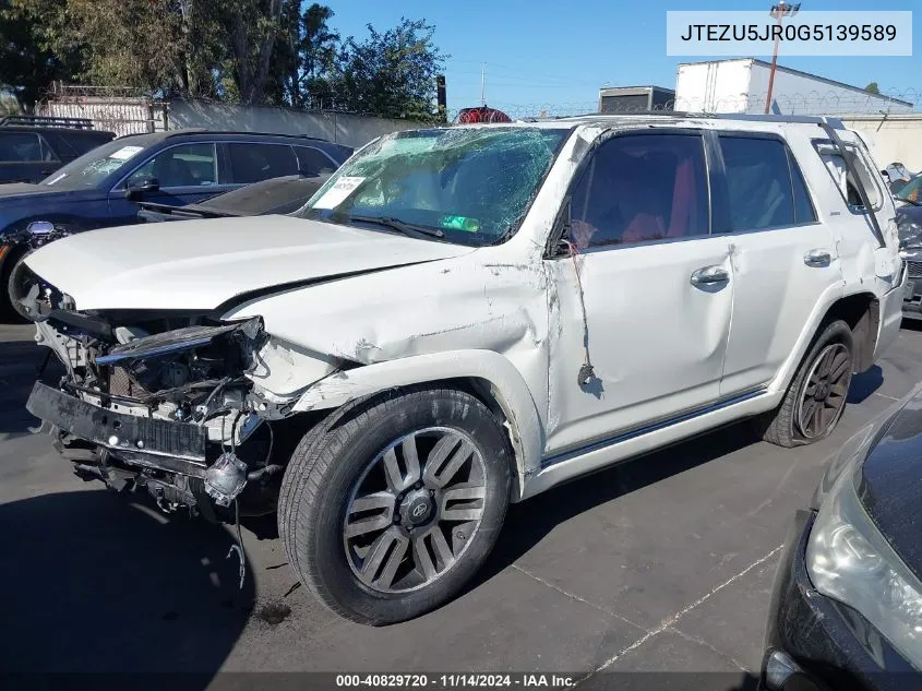 2016 Toyota 4Runner Limited VIN: JTEZU5JR0G5139589 Lot: 40829720