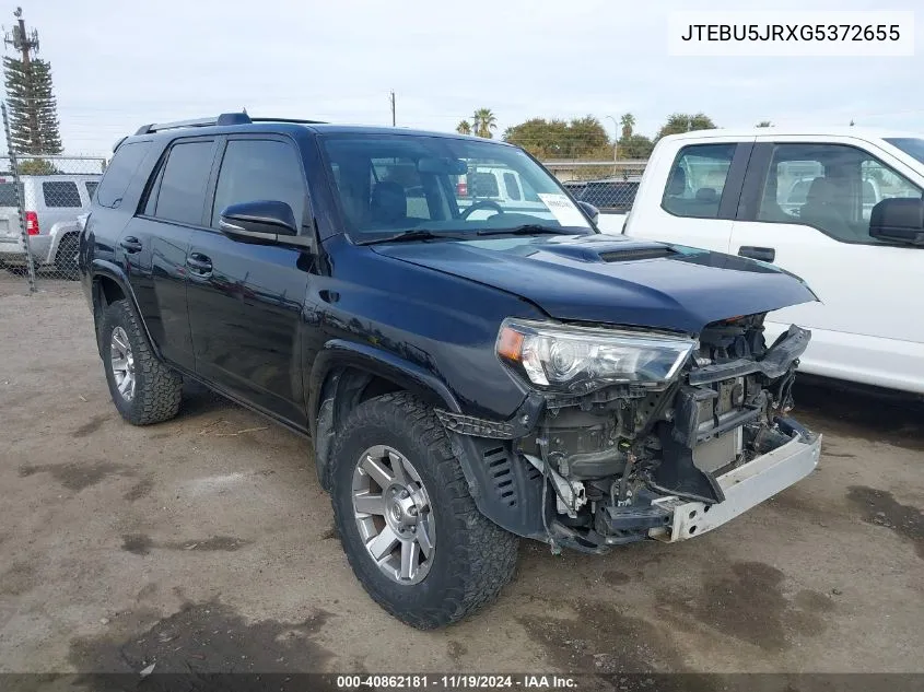 2016 Toyota 4Runner Trail Premium VIN: JTEBU5JRXG5372655 Lot: 40862181