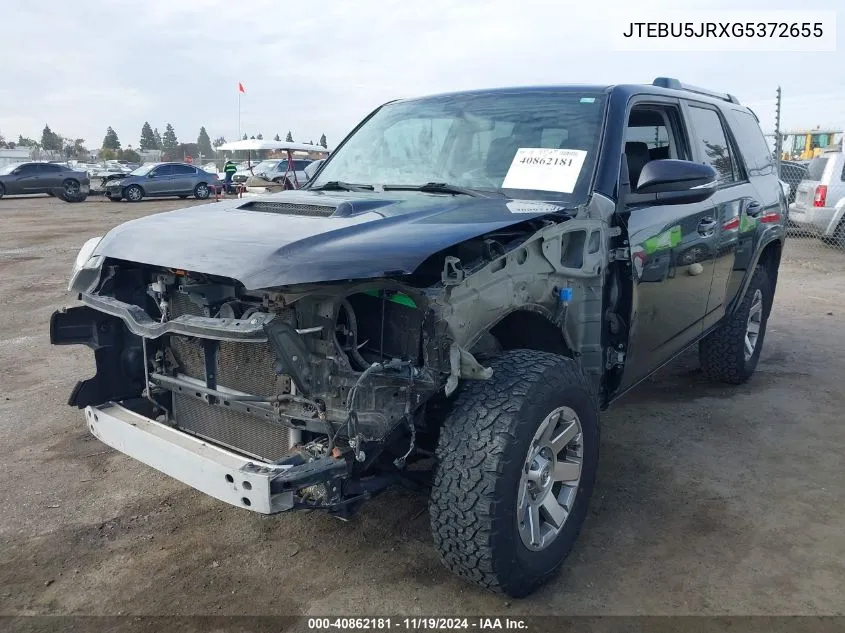 2016 Toyota 4Runner Trail Premium VIN: JTEBU5JRXG5372655 Lot: 40862181