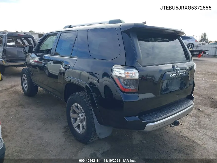 2016 Toyota 4Runner Trail Premium VIN: JTEBU5JRXG5372655 Lot: 40862181