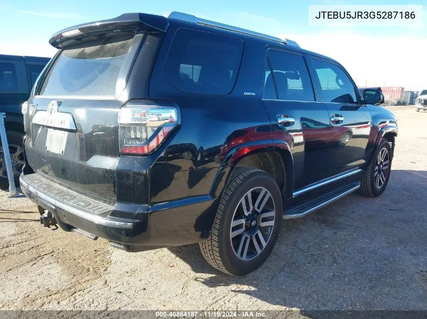 2016 Toyota 4Runner Limited VIN: JTEBU5JR3G5287186 Lot: 40884187