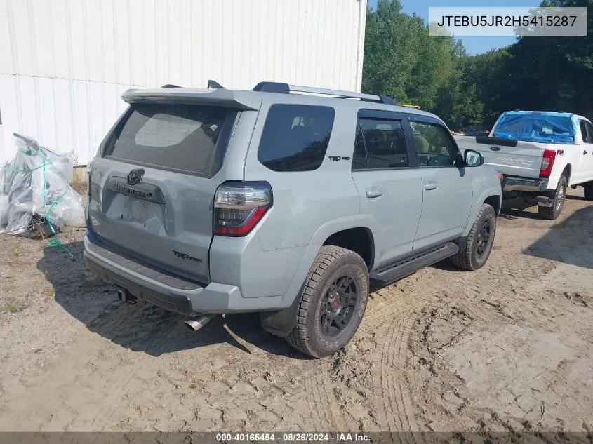 2017 Toyota 4Runner Trd Pro VIN: JTEBU5JR2H5415287 Lot: 40165454