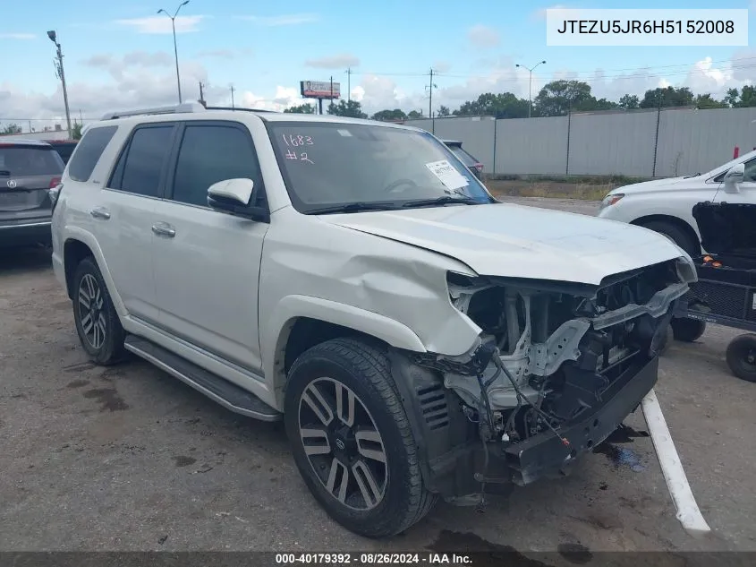 2017 Toyota 4Runner Limited VIN: JTEZU5JR6H5152008 Lot: 40179392