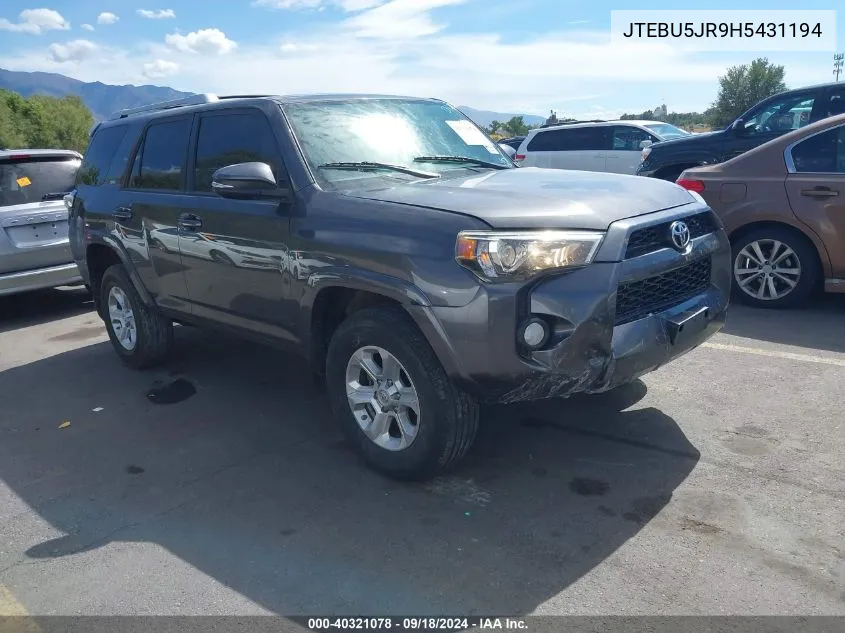 2017 Toyota 4Runner Sr5 Premium VIN: JTEBU5JR9H5431194 Lot: 40321078