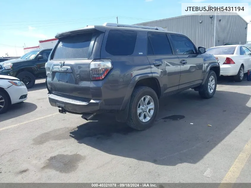 2017 Toyota 4Runner Sr5 Premium VIN: JTEBU5JR9H5431194 Lot: 40321078