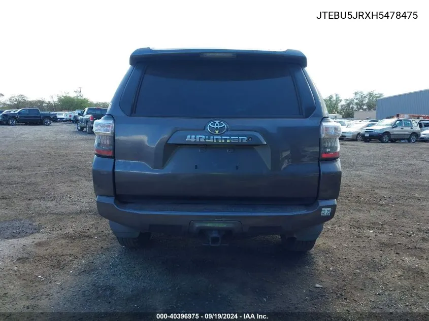 2017 Toyota 4Runner Sr5 Premium VIN: JTEBU5JRXH5478475 Lot: 40396975