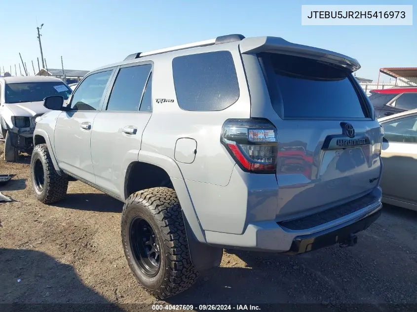 2017 Toyota 4Runner Sr5 Prem/Ltdl/Trail/Trd VIN: JTEBU5JR2H5416973 Lot: 40427609