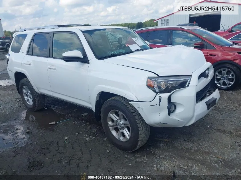 2017 Toyota 4Runner Sr5 VIN: JTEBU5JR2H5415760 Lot: 40437162