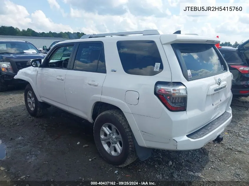 JTEBU5JR2H5415760 2017 Toyota 4Runner Sr5