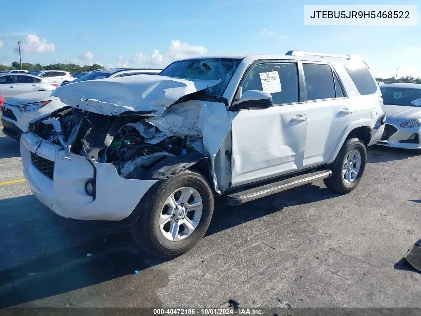 2017 Toyota 4Runner Sr5 Prem/Ltdl/Trail/Trd VIN: JTEBU5JR9H5468522 Lot: 40472186