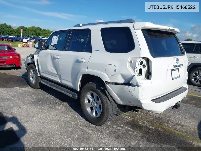 2017 Toyota 4Runner Sr5 Prem/Ltdl/Trail/Trd VIN: JTEBU5JR9H5468522 Lot: 40472186