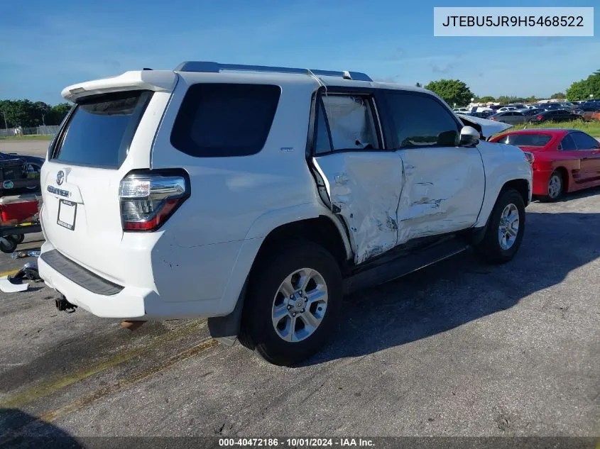 2017 Toyota 4Runner Sr5 Prem/Ltdl/Trail/Trd VIN: JTEBU5JR9H5468522 Lot: 40472186