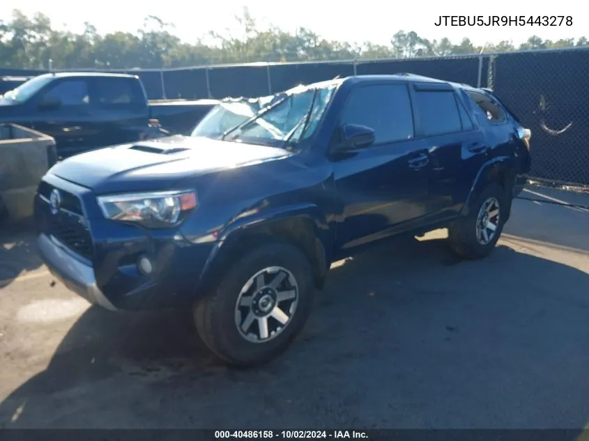 JTEBU5JR9H5443278 2017 Toyota 4Runner Trd Off Road