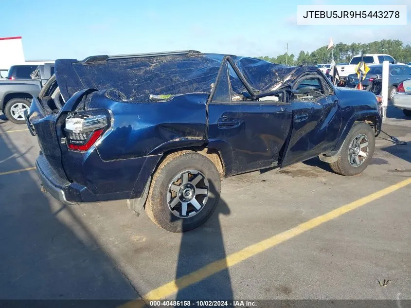 2017 Toyota 4Runner Trd Off Road VIN: JTEBU5JR9H5443278 Lot: 40486158