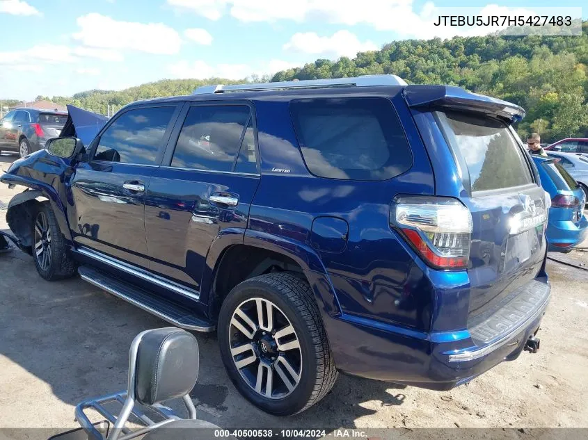 2017 Toyota 4Runner Limited VIN: JTEBU5JR7H5427483 Lot: 40500538