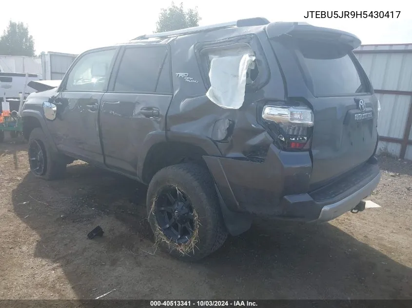 2017 Toyota 4Runner Trd Off Road Premium VIN: JTEBU5JR9H5430417 Lot: 40513341