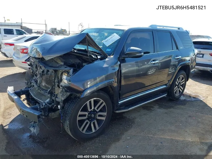 2017 Toyota 4Runner Limited VIN: JTEBU5JR6H5481521 Lot: 40513696