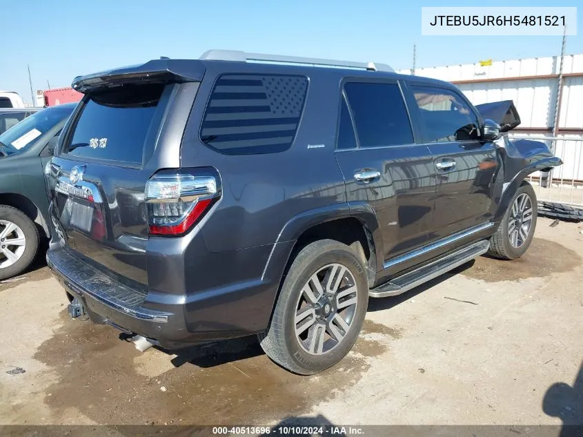 JTEBU5JR6H5481521 2017 Toyota 4Runner Limited