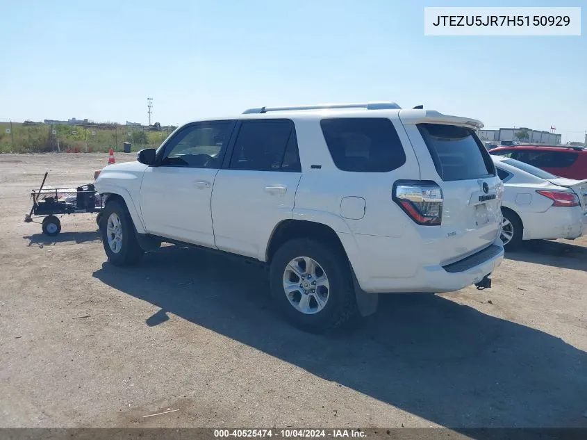 2017 Toyota 4Runner Sr5 Premium VIN: JTEZU5JR7H5150929 Lot: 40525474