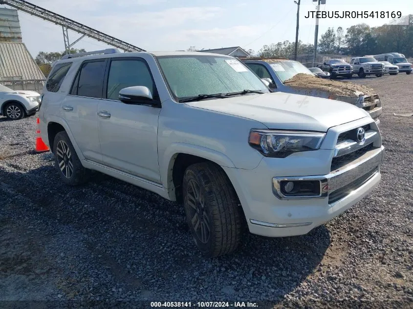 JTEBU5JR0H5418169 2017 Toyota 4Runner Limited