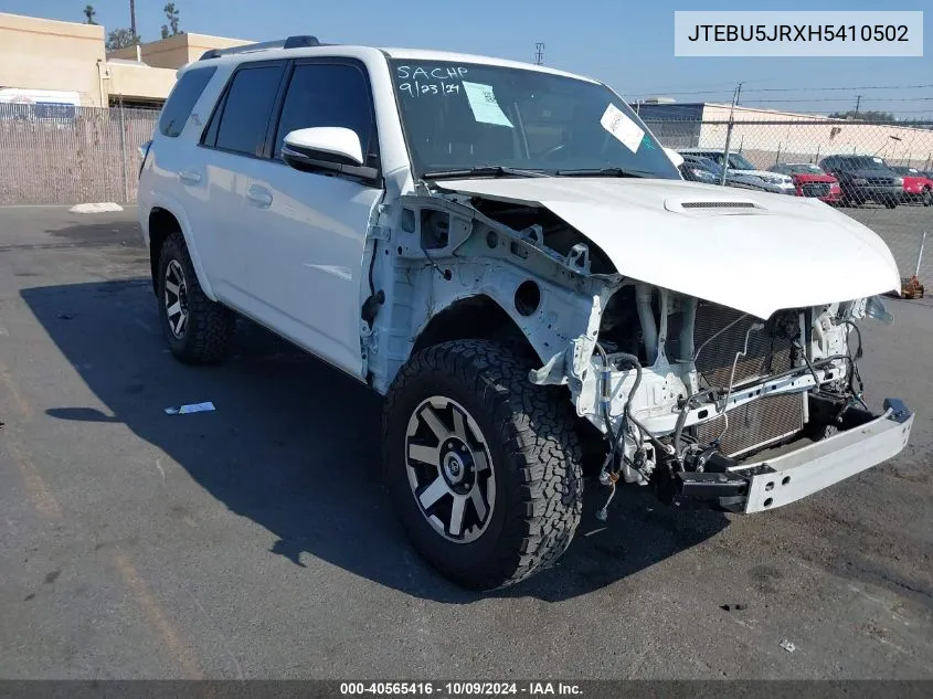 2017 Toyota 4Runner Trd Off Road Premium VIN: JTEBU5JRXH5410502 Lot: 40565416