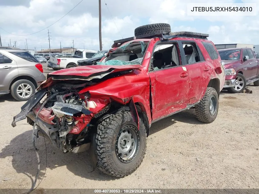 2017 Toyota 4Runner Sr5 VIN: JTEBU5JRXH5434010 Lot: 40730053