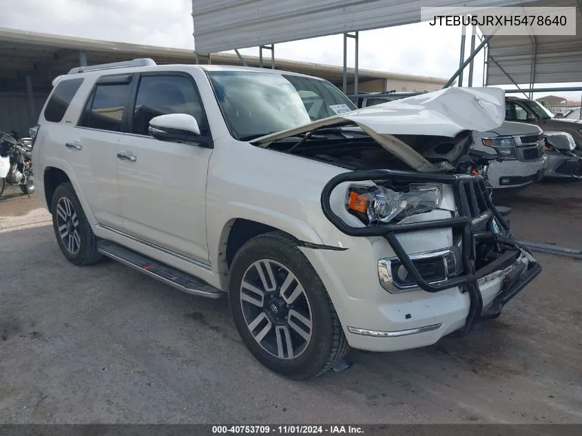 2017 Toyota 4Runner Limited VIN: JTEBU5JRXH5478640 Lot: 40753709