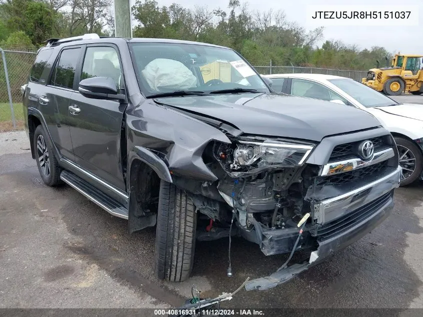 2017 Toyota 4Runner Limited VIN: JTEZU5JR8H5151037 Lot: 40816931