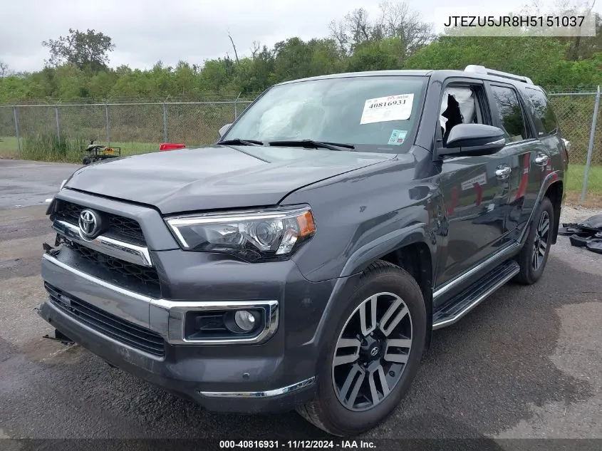 2017 Toyota 4Runner Limited VIN: JTEZU5JR8H5151037 Lot: 40816931