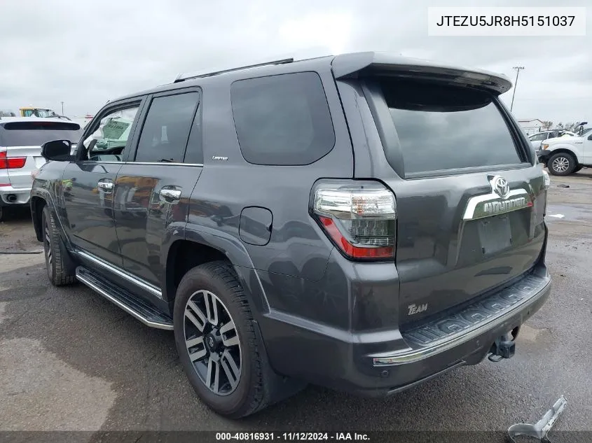 2017 Toyota 4Runner Limited VIN: JTEZU5JR8H5151037 Lot: 40816931