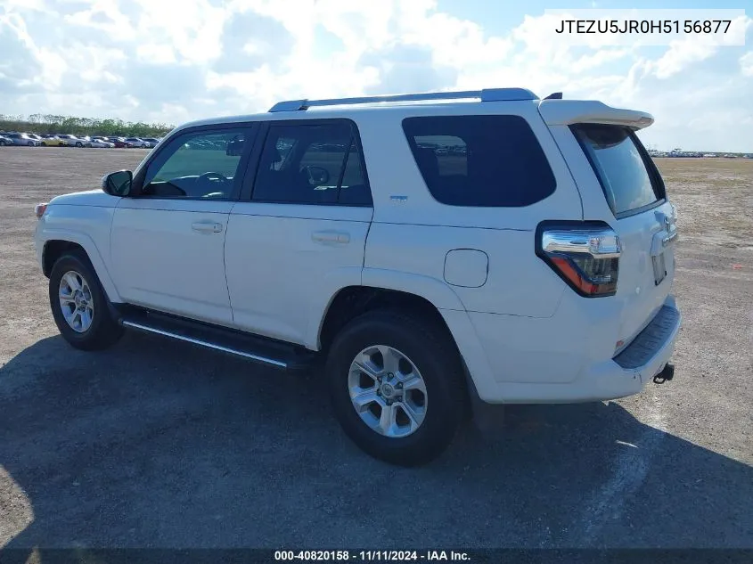 2017 Toyota 4Runner Sr5 VIN: JTEZU5JR0H5156877 Lot: 40820158