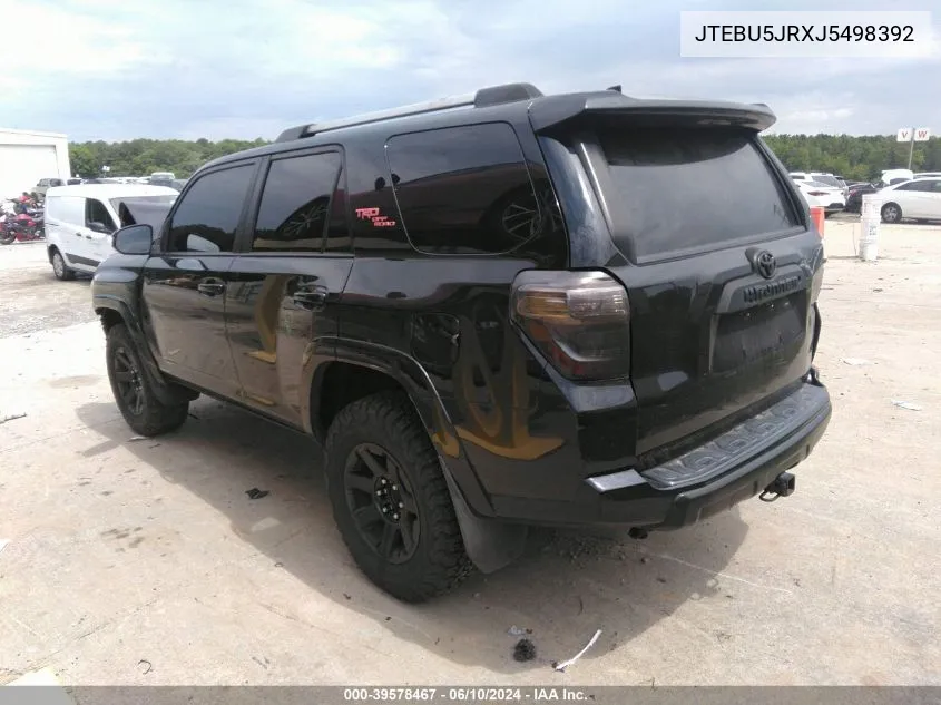 2018 Toyota 4Runner Trd Off Road VIN: JTEBU5JRXJ5498392 Lot: 39578467