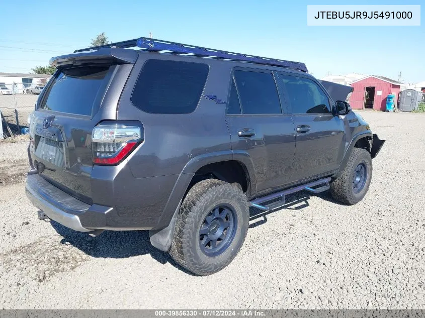 2018 Toyota 4Runner Trd Off Road Premium VIN: JTEBU5JR9J5491000 Lot: 39856330