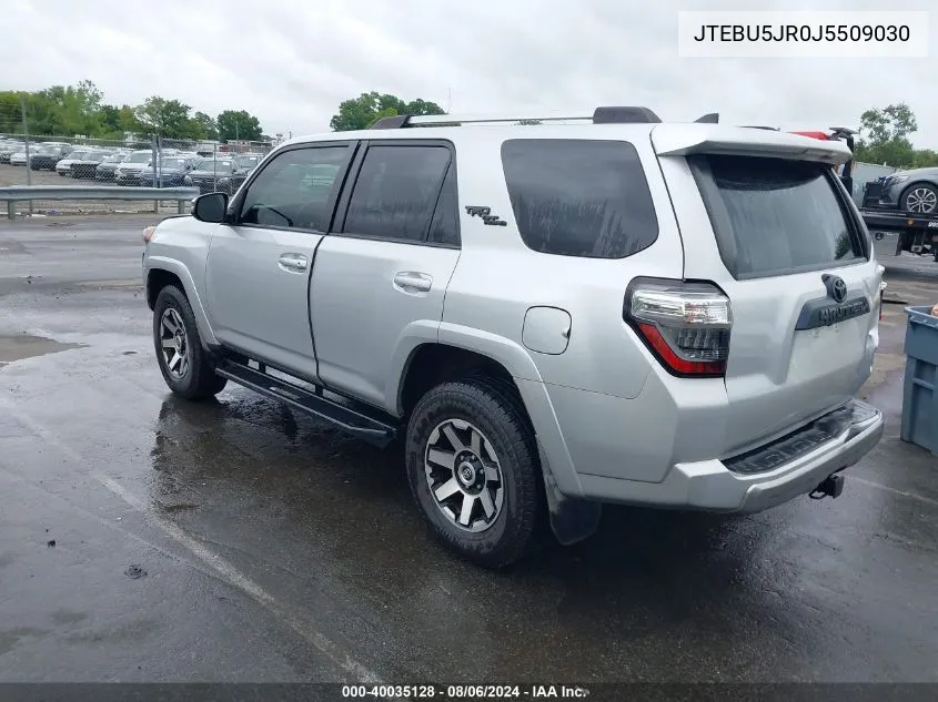 2018 Toyota 4Runner Trd Off Road Premium VIN: JTEBU5JR0J5509030 Lot: 40035128