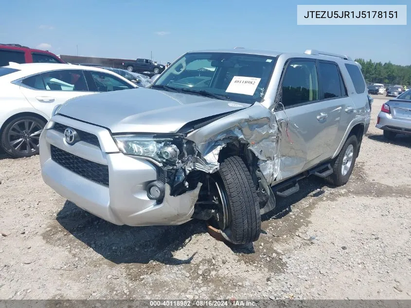 2018 Toyota 4Runner Sr5 VIN: JTEZU5JR1J5178151 Lot: 40118982