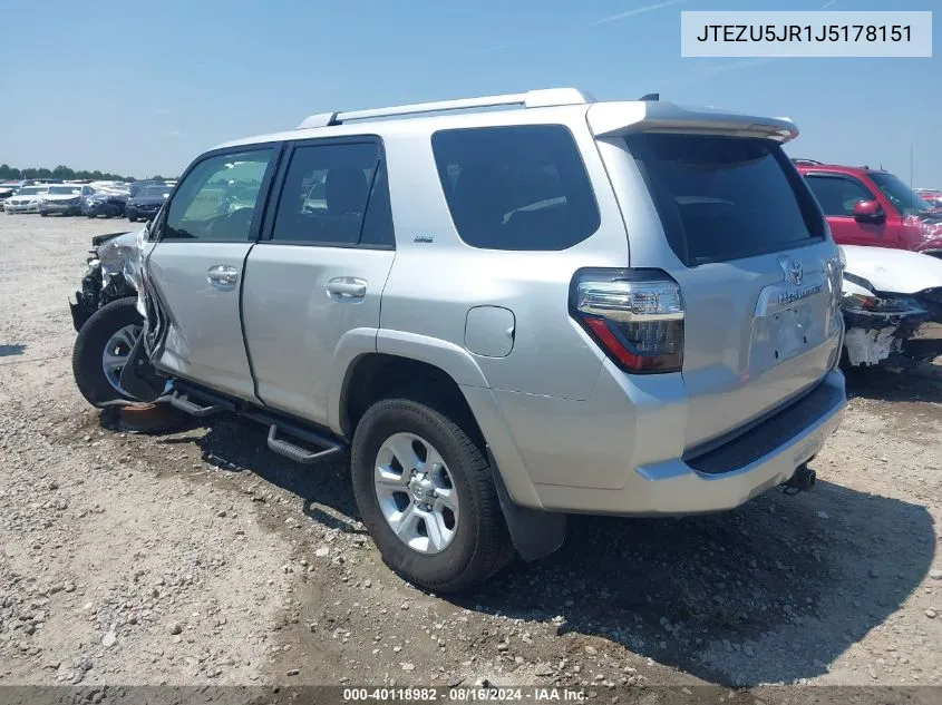 2018 Toyota 4Runner Sr5 VIN: JTEZU5JR1J5178151 Lot: 40118982