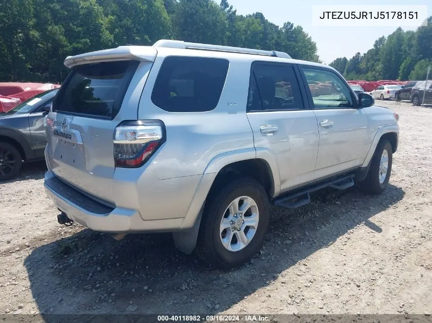 2018 Toyota 4Runner Sr5 VIN: JTEZU5JR1J5178151 Lot: 40118982