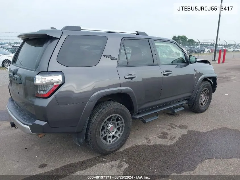 2018 Toyota 4Runner Trd Off Road VIN: JTEBU5JR0J5513417 Lot: 40197171