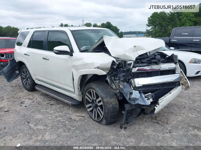 2018 Toyota 4Runner Sr5 Prem/Ltdl/Trail/Trd VIN: JTEBU5JR1J5518657 Lot: 40265850